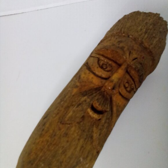 Vintage Rustic Hand Carved Wooden Old Man Face Hanging Figure 10.5" - Picture 6 of 15